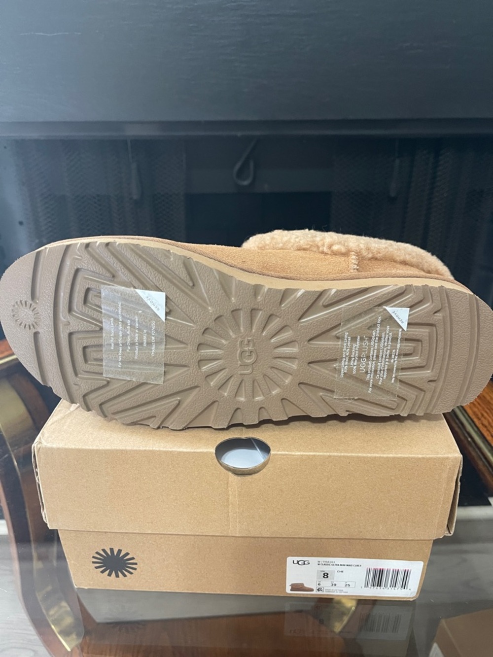 UGG Chestnut Suede Shearling Cuff Ankle Boot - Picture 5 of 7